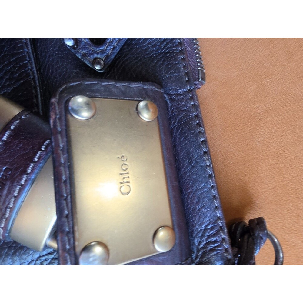 Chloé Brown Satchel Top Handle Zip Padlock Gold Hardware w/ Brand Card - Picture 4 of 9